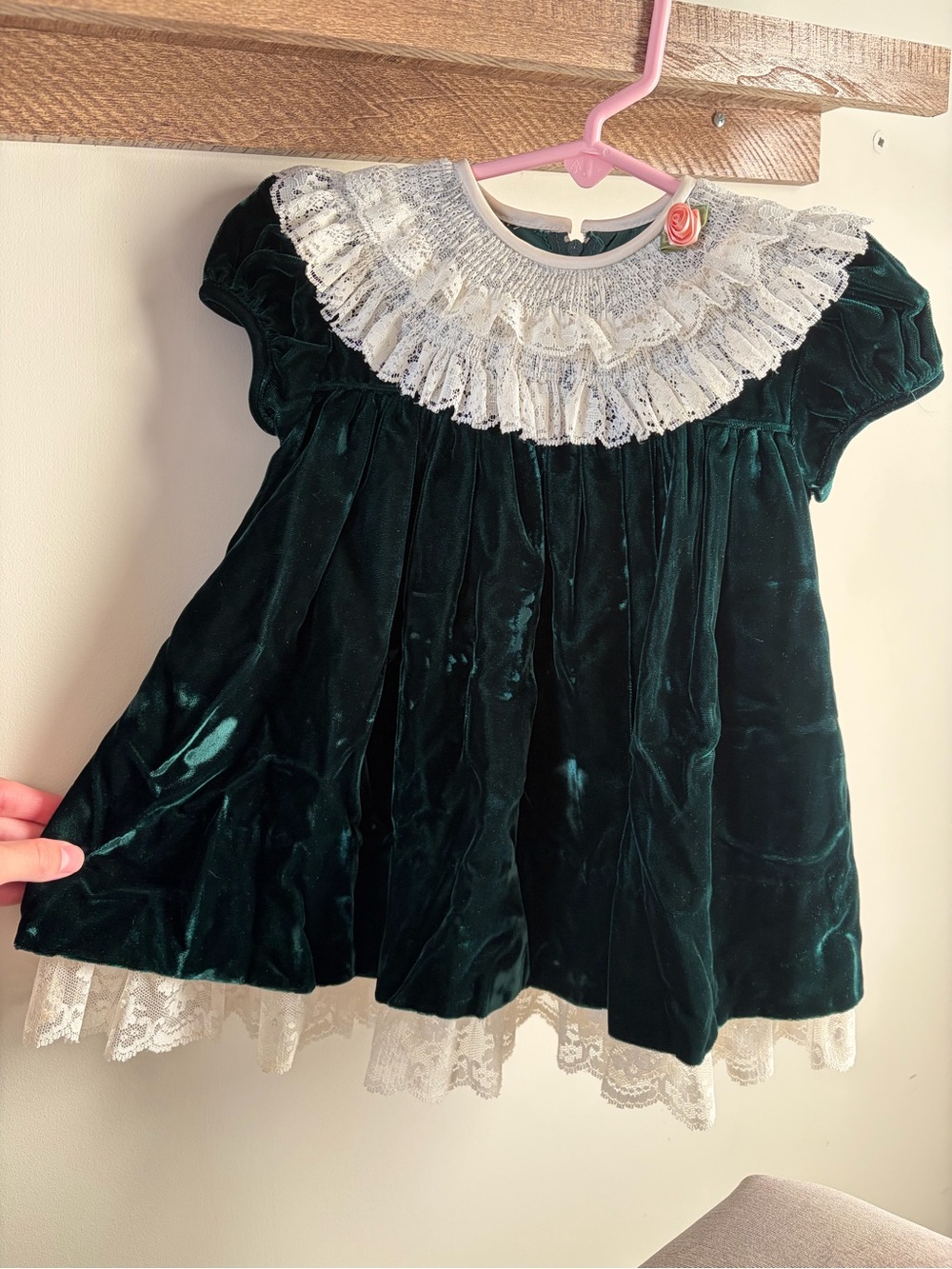 Vintage 90s velvet dress lace 24 mo
